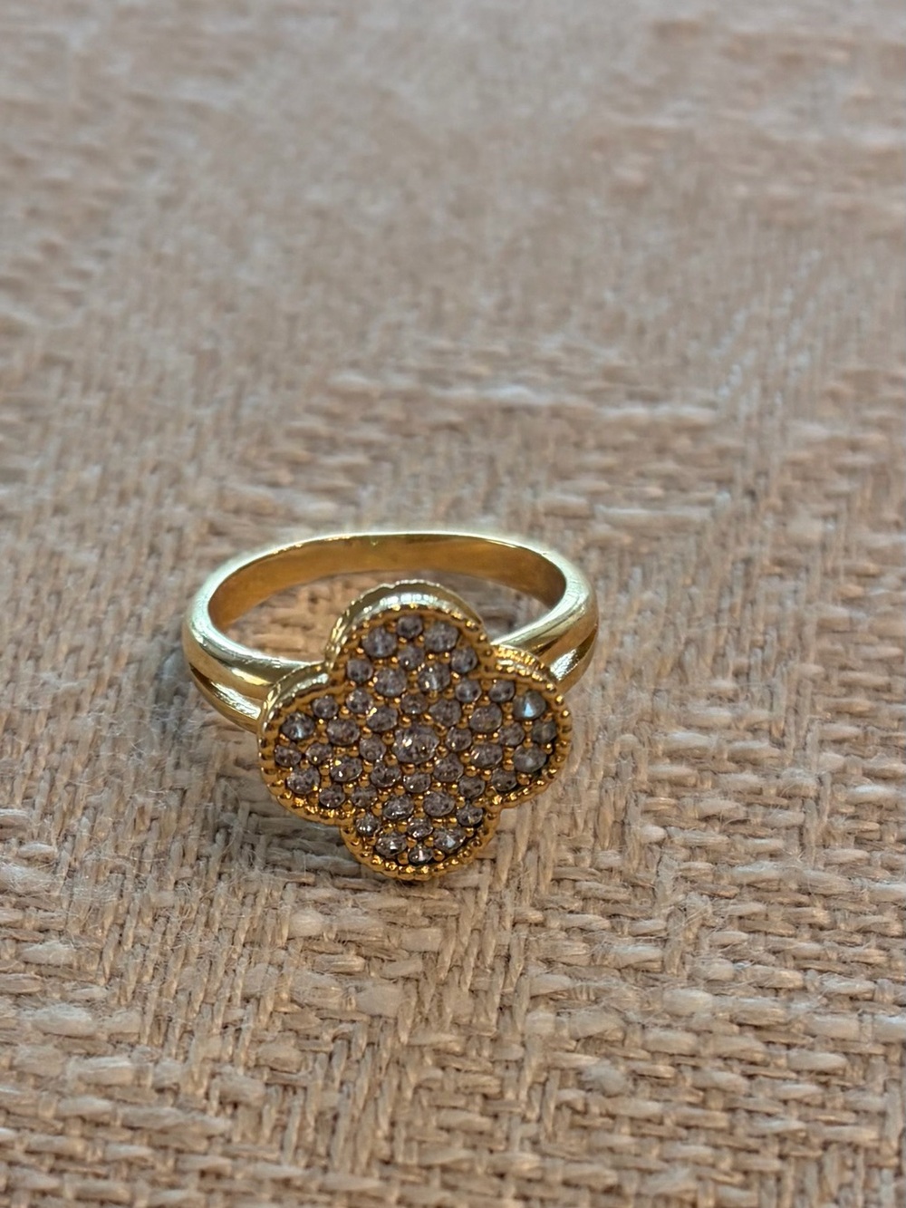 Gold Clover Pavé Crystal Ring - Women Jewelry
